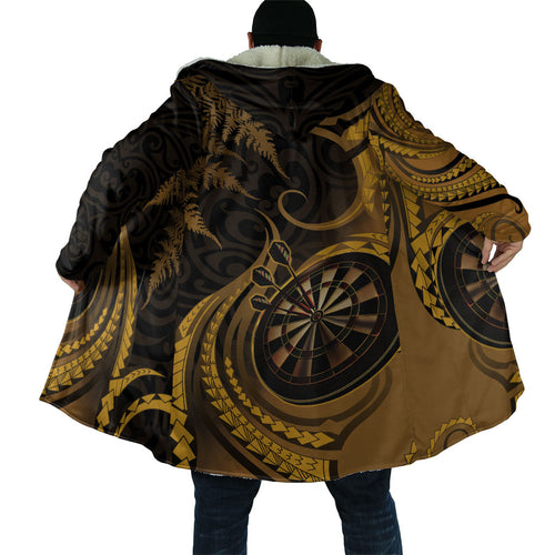 Personalised New Zealand Gold Darts Cloak Maori Fern Curve Style