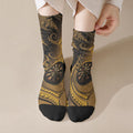 New Zealand Gold Darts Crew Socks Maori Fern Curve Style