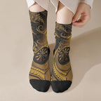 New Zealand Gold Darts Crew Socks Maori Fern Curve Style