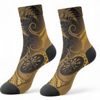 New Zealand Gold Darts Crew Socks Maori Fern Curve Style