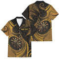 Personalised New Zealand Gold Darts Family Matching Mermaid Dress and Hawaiian Shirt Maori Fern Curve Style