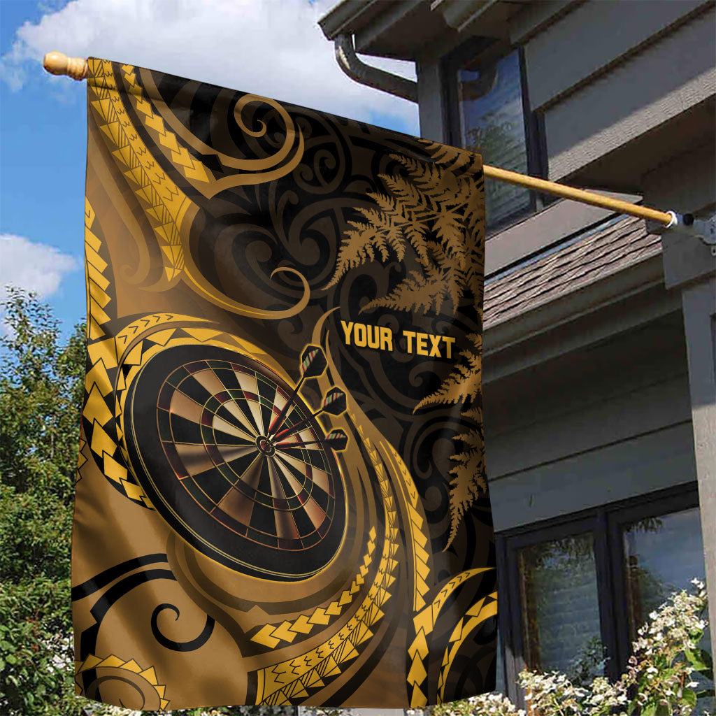 Personalised New Zealand Gold Darts Garden Flag Maori Fern Curve Style