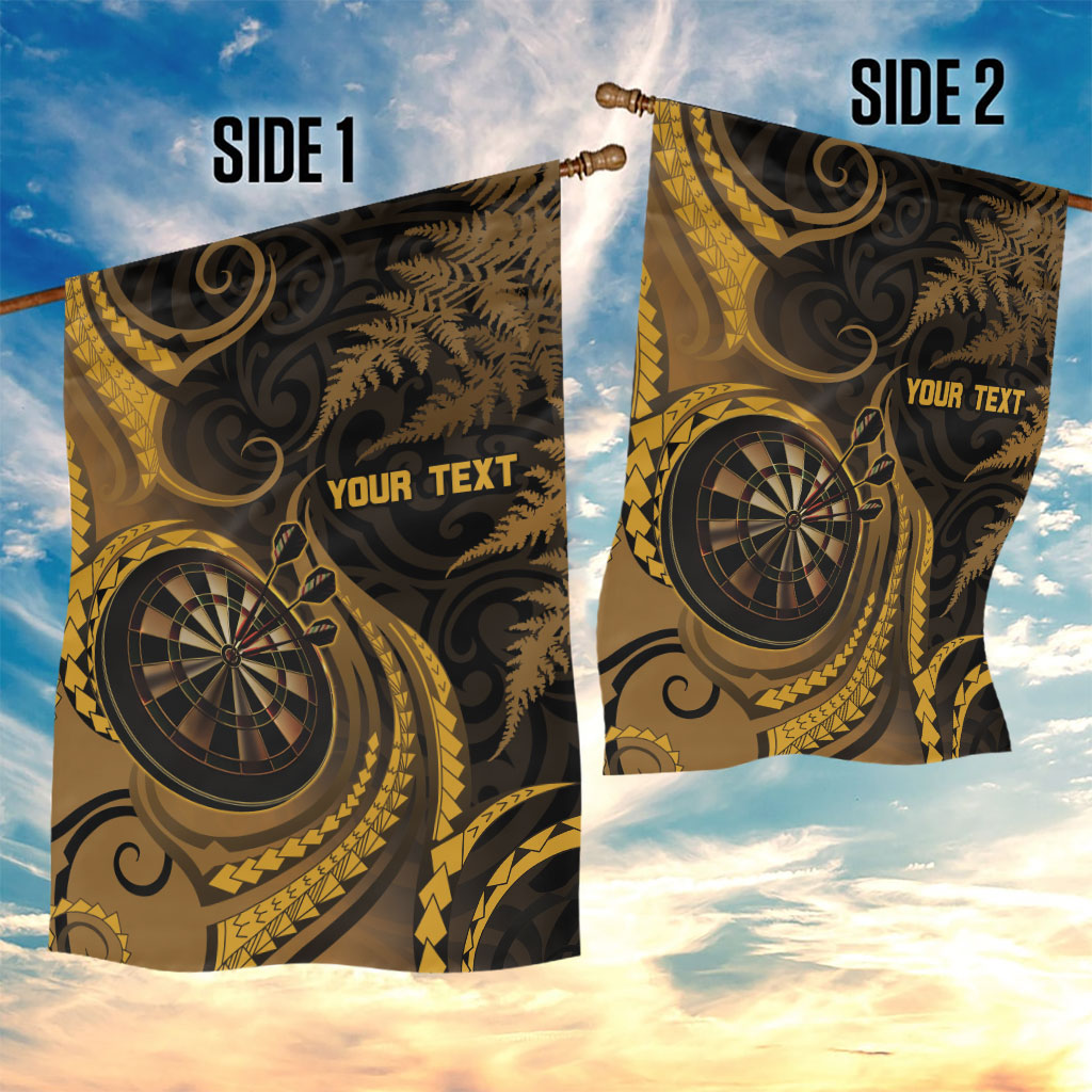 Personalised New Zealand Gold Darts Garden Flag Maori Fern Curve Style