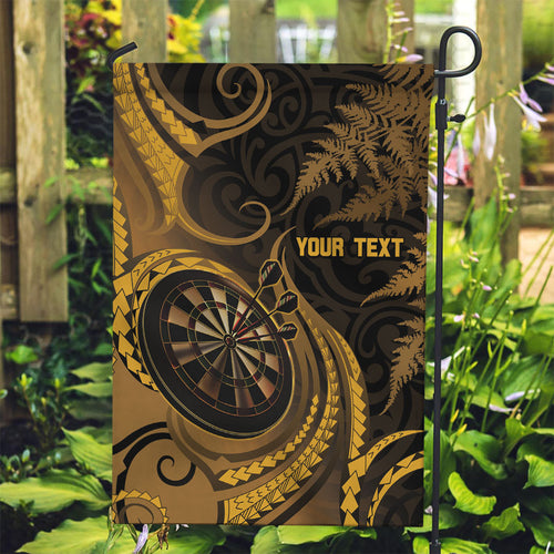 Personalised New Zealand Gold Darts Garden Flag Maori Fern Curve Style
