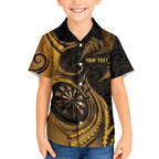 Personalised New Zealand Gold Darts Hawaiian Shirt Maori Fern Curve Style