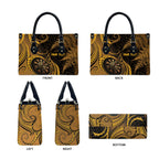 Personalised New Zealand Gold Darts Leather Bag Maori Fern Curve Style