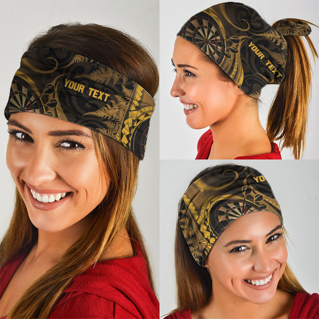 Personalised New Zealand Gold Darts Neck Gaiter Maori Fern Curve Style