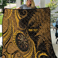 Personalised New Zealand Gold Darts Quilt Maori Fern Curve Style