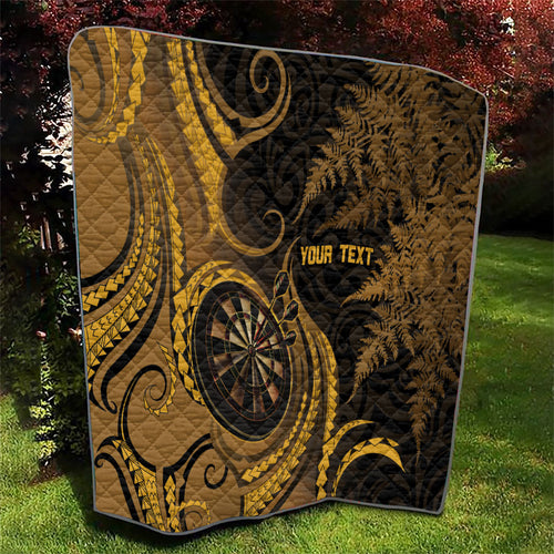 Personalised New Zealand Gold Darts Quilt Maori Fern Curve Style