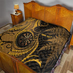 Personalised New Zealand Gold Darts Quilt Maori Fern Curve Style
