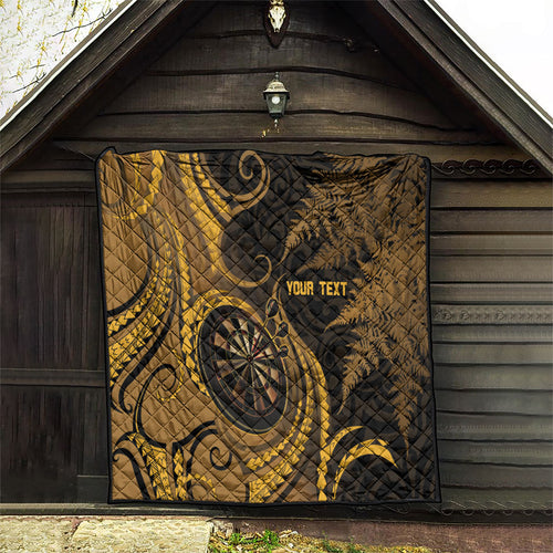 Personalised New Zealand Gold Darts Quilt Maori Fern Curve Style