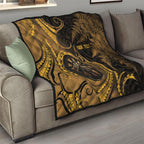 Personalised New Zealand Gold Darts Quilt Maori Fern Curve Style