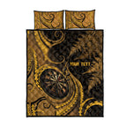 Personalised New Zealand Gold Darts Quilt Bed Set Maori Fern Curve Style