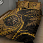 Personalised New Zealand Gold Darts Quilt Bed Set Maori Fern Curve Style
