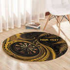 Personalised New Zealand Gold Darts Round Carpet Maori Fern Curve Style