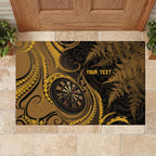 Personalised New Zealand Gold Darts Rubber Doormat Maori Fern Curve Style