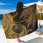 Personalised New Zealand Gold Darts Sarong Maori Fern Curve Style