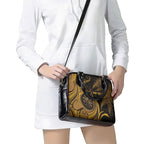 Personalised New Zealand Gold Darts Shoulder Handbag Maori Fern Curve Style