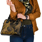 Personalised New Zealand Gold Darts Shoulder Handbag Maori Fern Curve Style