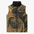 Personalised New Zealand Gold Darts Sleeveless Puffer Jacket Maori Fern Curve Style