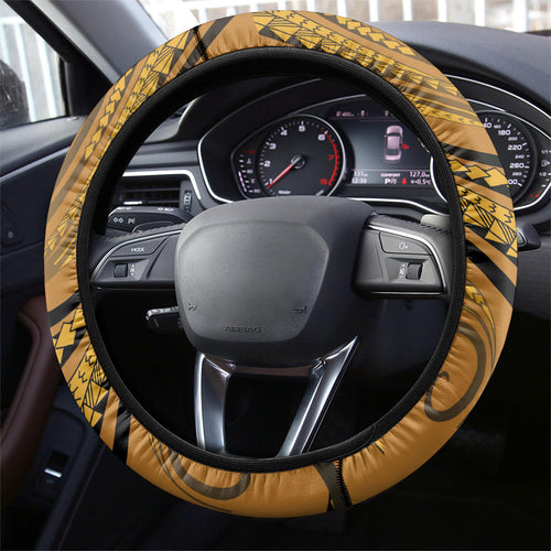 New Zealand Gold Darts Steering Wheel Cover Maori Fern Curve Style