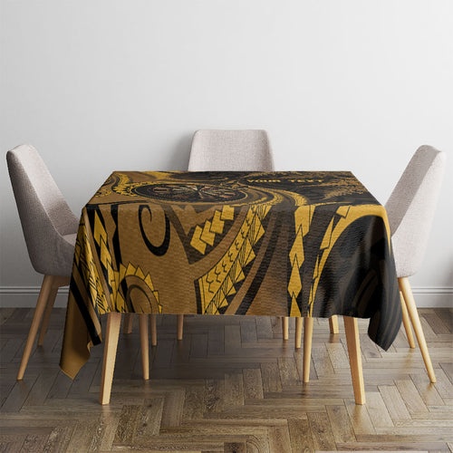 Personalised New Zealand Gold Darts Tablecloth Maori Fern Curve Style