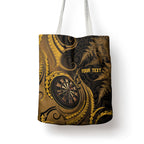 Personalised New Zealand Gold Darts Tote Bag Maori Fern Curve Style