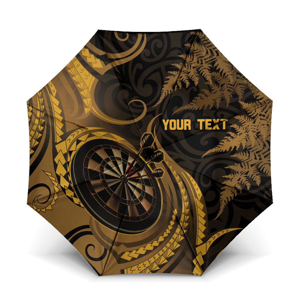 Personalised New Zealand Gold Darts Umbrella Maori Fern Curve Style