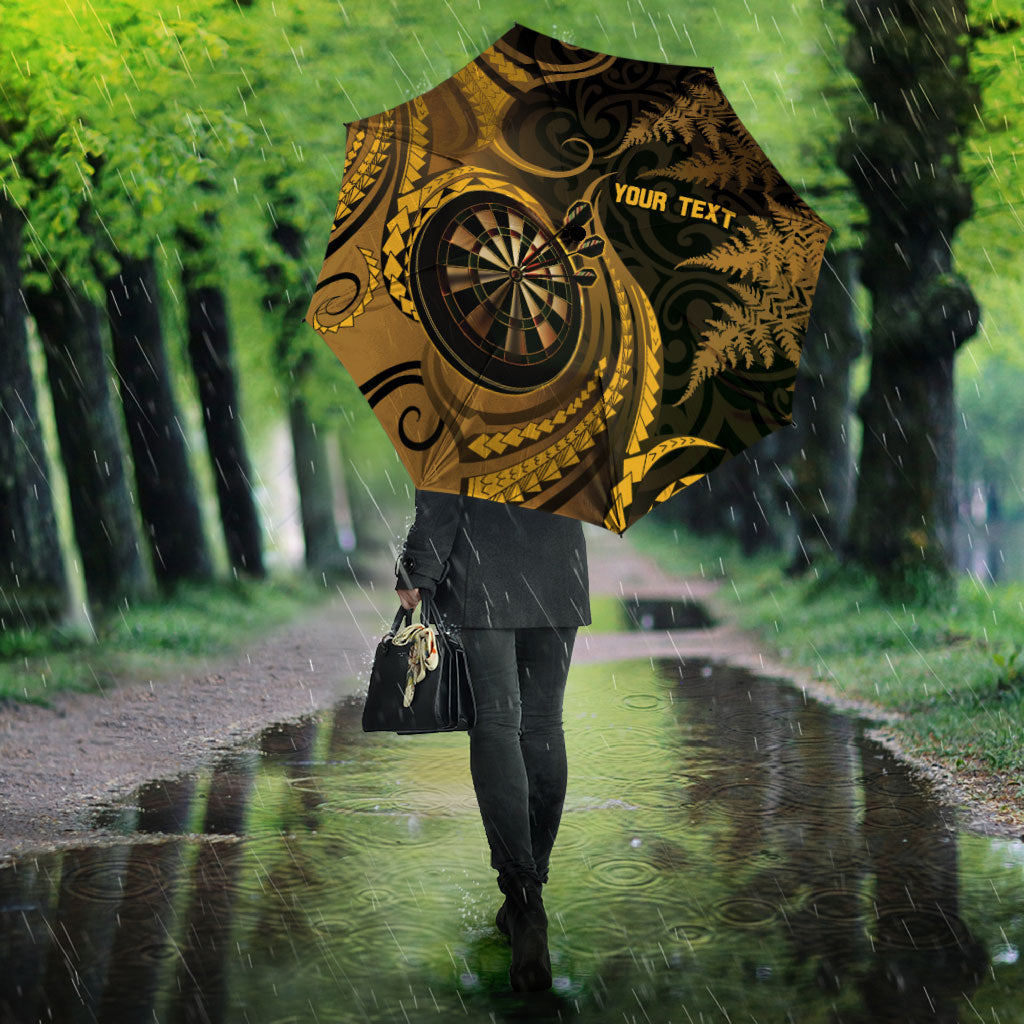 Personalised New Zealand Gold Darts Umbrella Maori Fern Curve Style