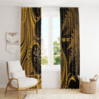 Personalised New Zealand Gold Darts Window Curtain Maori Fern Curve Style
