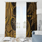 Personalised New Zealand Gold Darts Window Curtain Maori Fern Curve Style