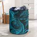 Personalised New Zealand Turquoise Darts Laundry Basket Maori Fern Curve Style