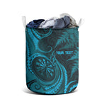 Personalised New Zealand Turquoise Darts Laundry Basket Maori Fern Curve Style