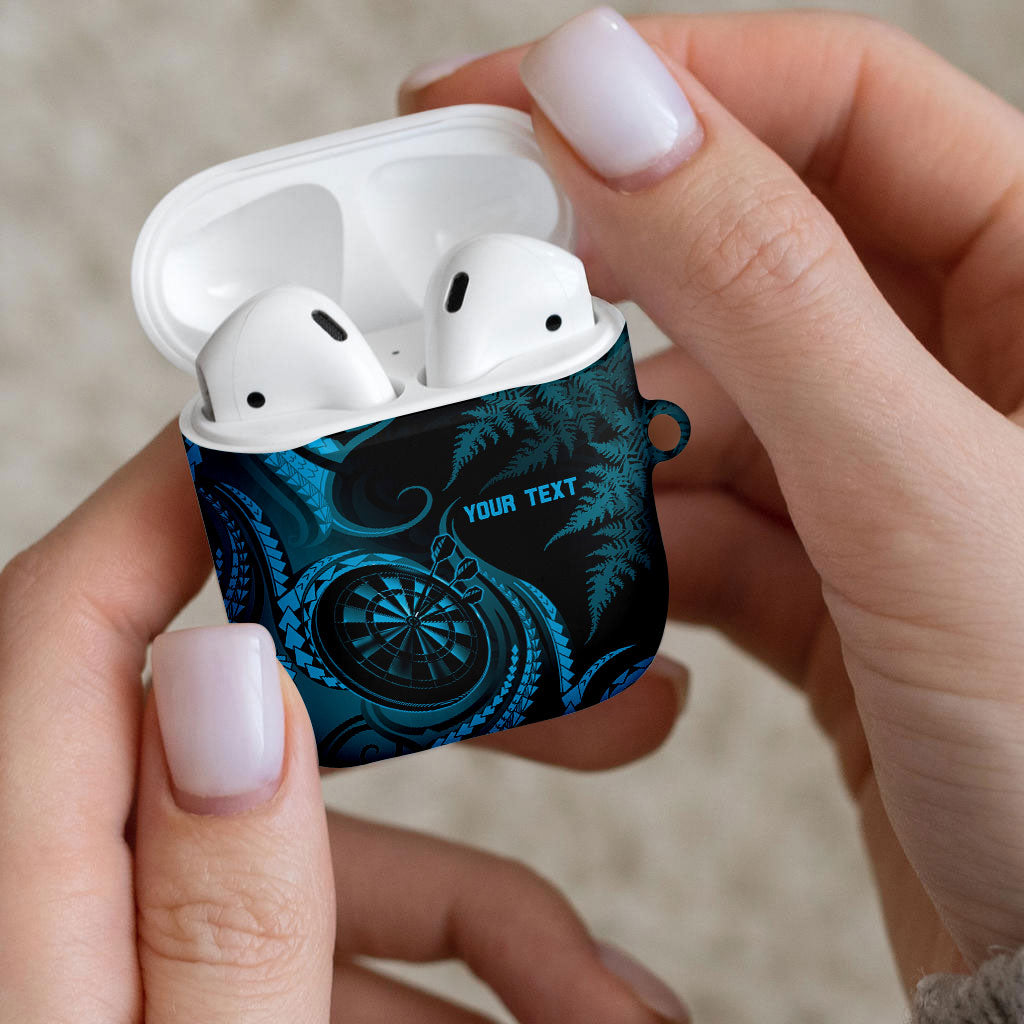 Personalised New Zealand Turquoise Darts AirPods Case Maori Fern Curve Style