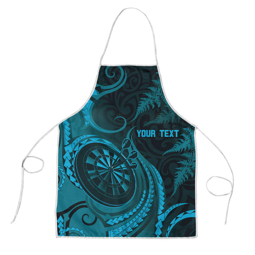 Personalised New Zealand Turquoise Darts Apron Maori Fern Curve Style