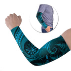 Personalised New Zealand Turquoise Darts Arm Sleeves Maori Fern Curve Style