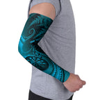 Personalised New Zealand Turquoise Darts Arm Sleeves Maori Fern Curve Style