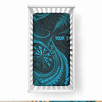 Personalised New Zealand Turquoise Darts Baby Bed Cover Maori Fern Curve Style