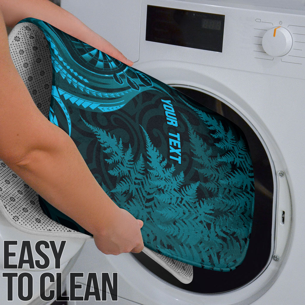 Personalised New Zealand Turquoise Darts Bathroom Set Maori Fern Curve Style