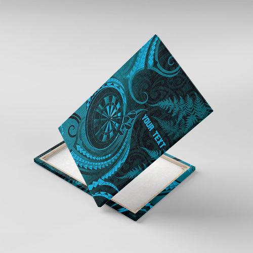 Personalised New Zealand Turquoise Darts Canvas Wall Art Maori Fern Curve Style