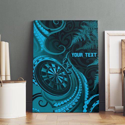 Personalised New Zealand Turquoise Darts Canvas Wall Art Maori Fern Curve Style