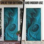 New Zealand Turquoise Darts Door Cover Maori Fern Curve Style