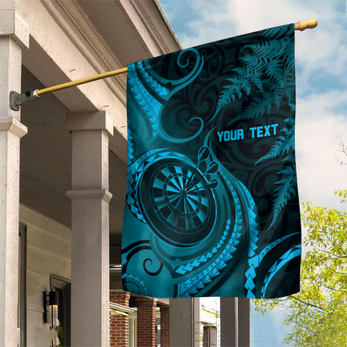 Personalised New Zealand Turquoise Darts Garden Flag Maori Fern Curve Style