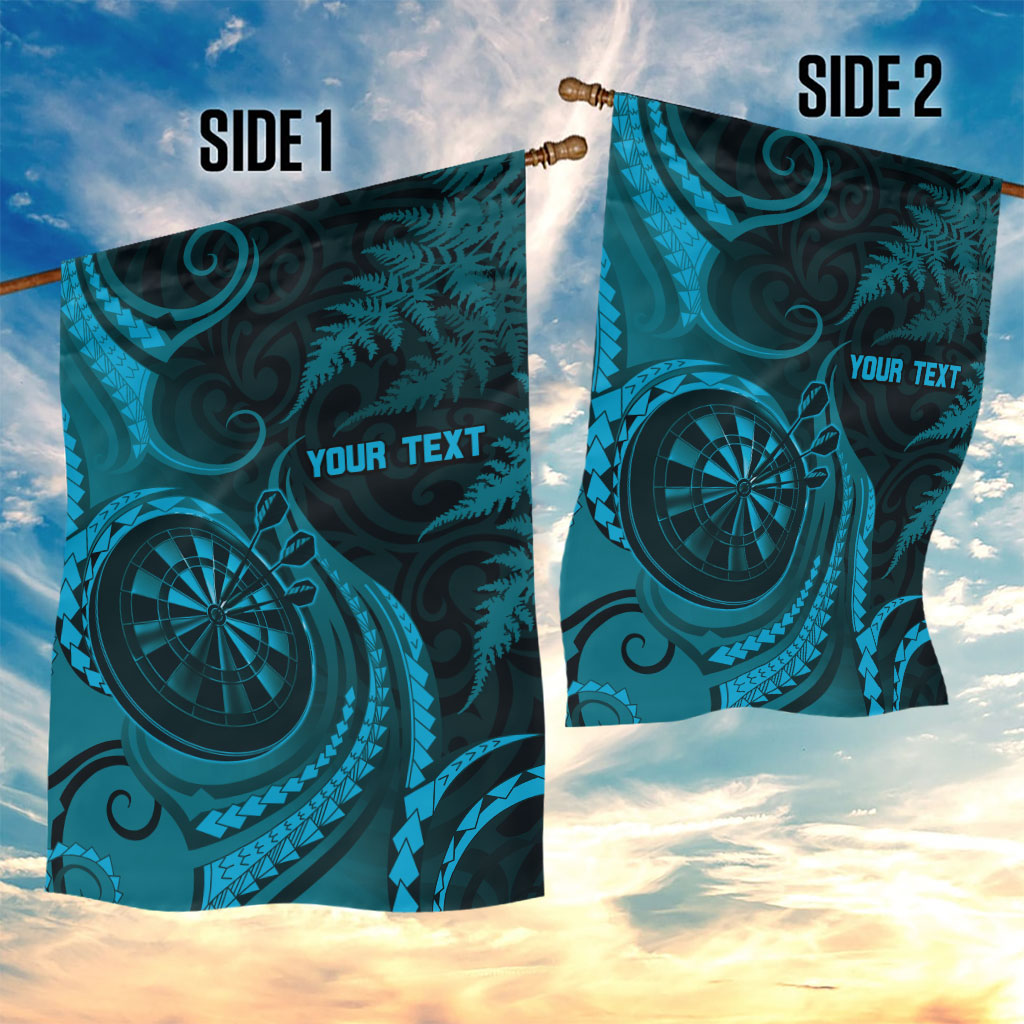 Personalised New Zealand Turquoise Darts Garden Flag Maori Fern Curve Style