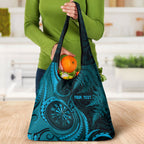 Personalised New Zealand Turquoise Darts Grocery Bag Maori Fern Curve Style