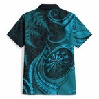 Personalised New Zealand Turquoise Darts Hawaiian Shirt Maori Fern Curve Style