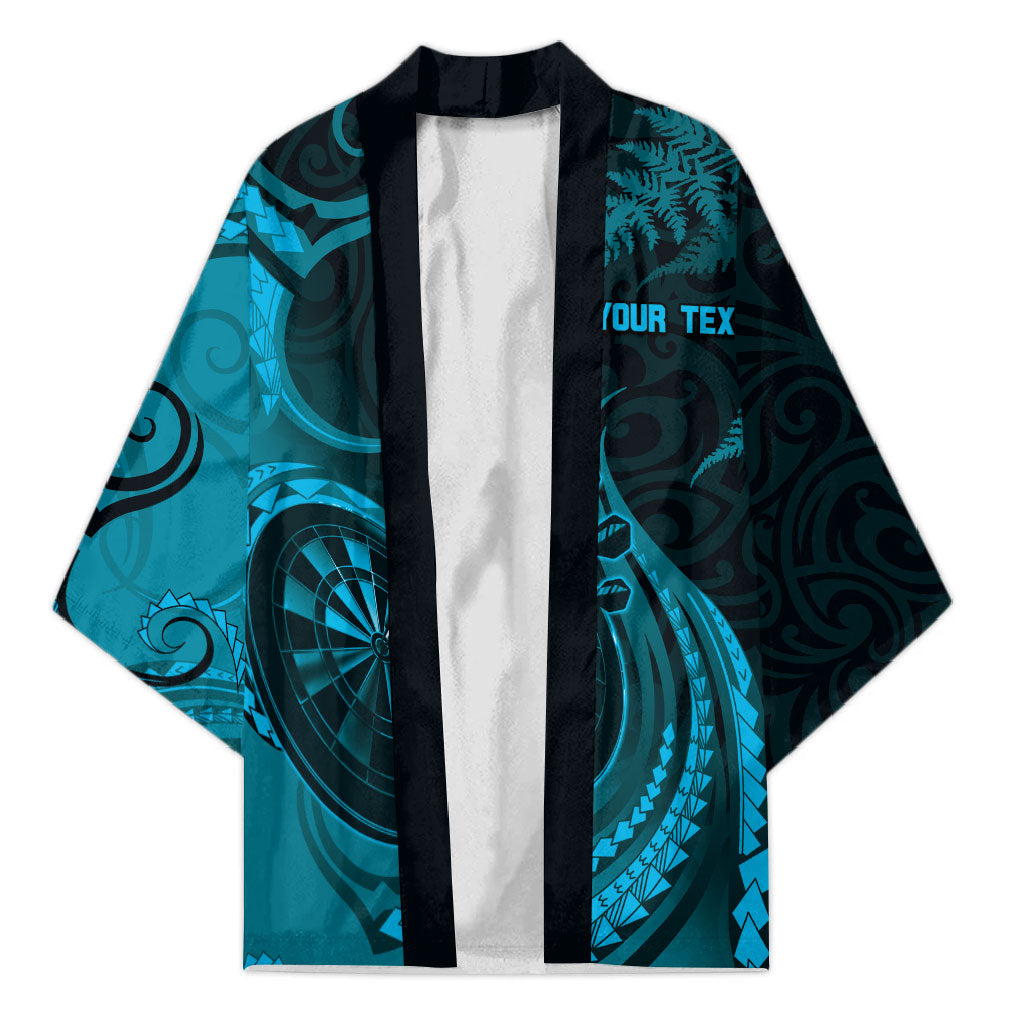 Personalised New Zealand Turquoise Darts Kimono Maori Fern Curve Style