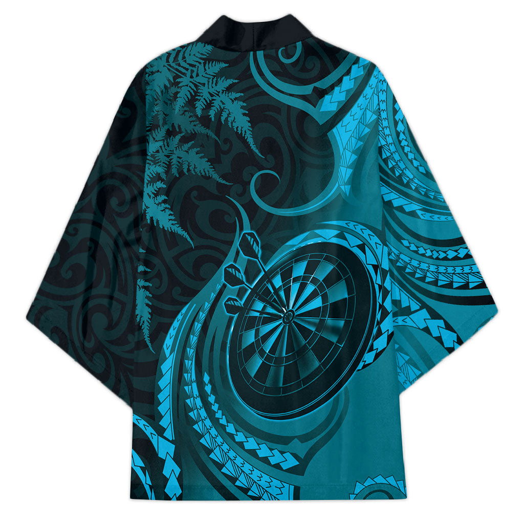 Personalised New Zealand Turquoise Darts Kimono Maori Fern Curve Style