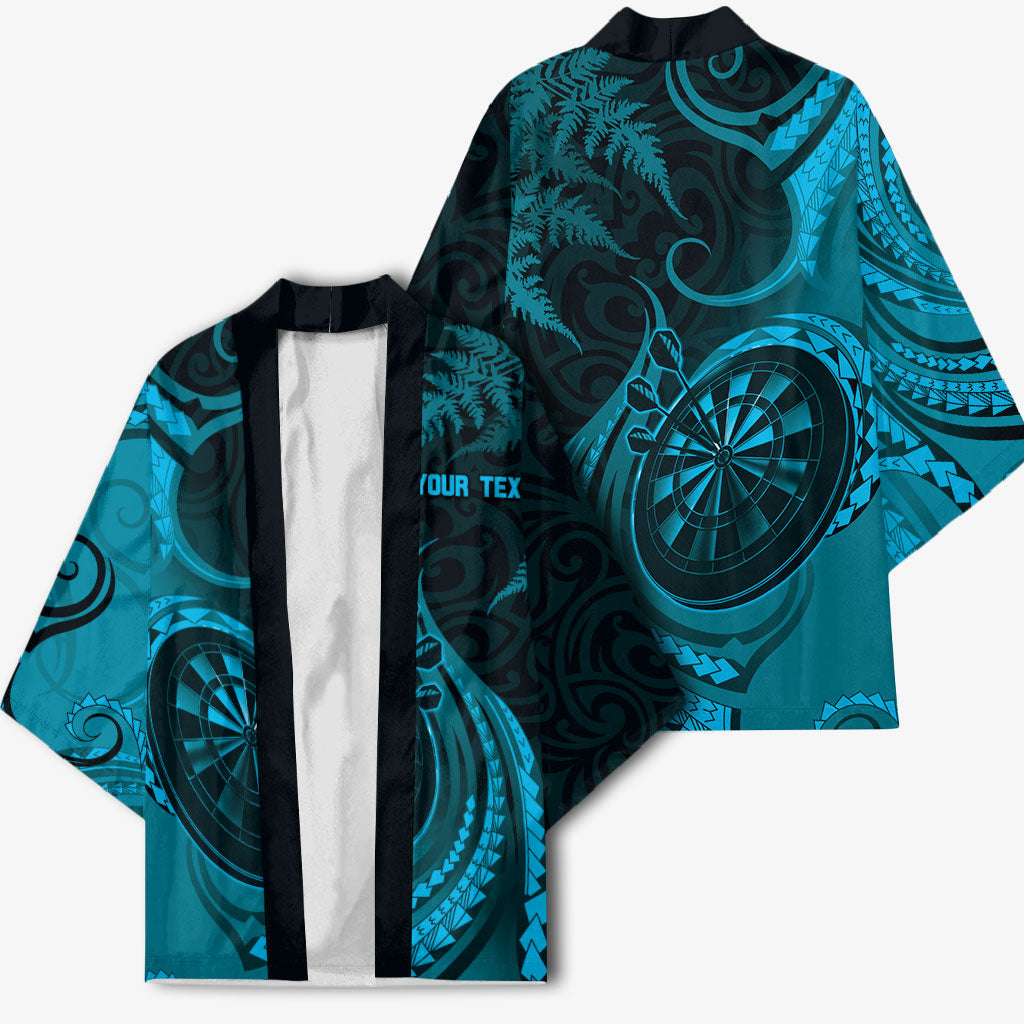 Personalised New Zealand Turquoise Darts Kimono Maori Fern Curve Style