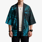Personalised New Zealand Turquoise Darts Kimono Maori Fern Curve Style